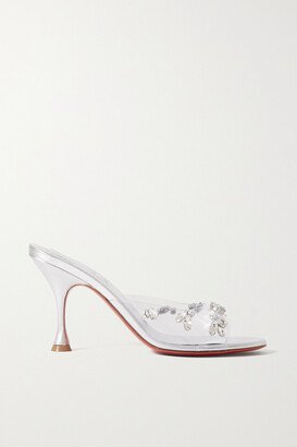 Degraqueen 85 Crystal-embellished Pvc Mules - Silver