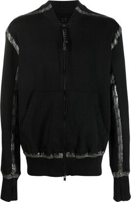 Contrasting-Trim Zip-Fastening Cardigan