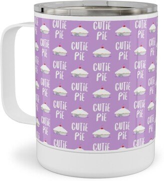 Travel Mugs: Cutie Pie - Purple Stainless Steel Mug, 10Oz, Purple