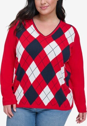 Plus Size Ivy Cotton Argyle Sweater