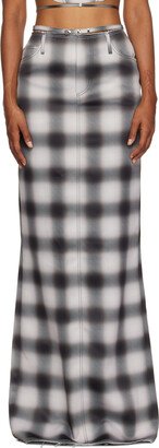 JUNEYEN Beige Check Maxi Skirt