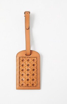 Woven-panel Leather Luggage Tag