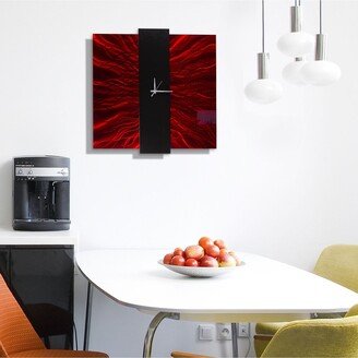 Statements2000 Metal Wall Clock Art Modern Red Black Decor Accent by Jon Allen - Lavish Mechanism - 24