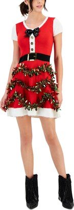 Planet Heart Juniors' Tinsel-Trim Holiday Sweater Dress