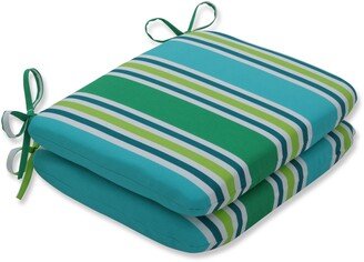 Pillow Perfect Aruba Stripe Turquoise\Green Rounded Corners Seat Cushion