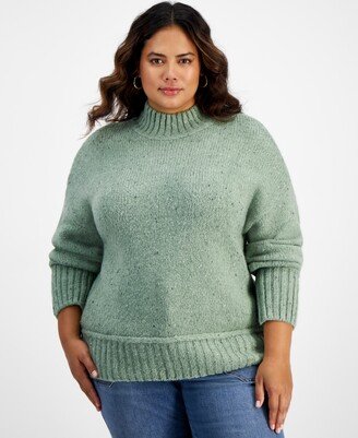 And Now This Trendy Plus Size Ribbed-Trim Mock Neck Sweater