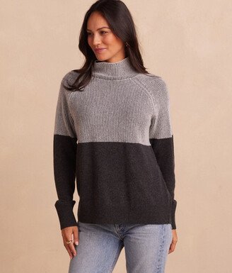 The Luxe Cashmere Blend Two-Tone Sweater - Charcoal