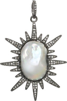 Margo Morrison White Baroque Pearl and Diamond Sunburst Charm