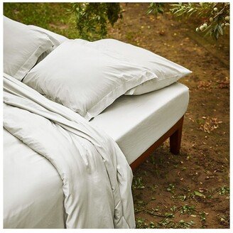 Bombacio Linens Sunset Cloud Grey Brushed Cotton Percale Fitted Sheet