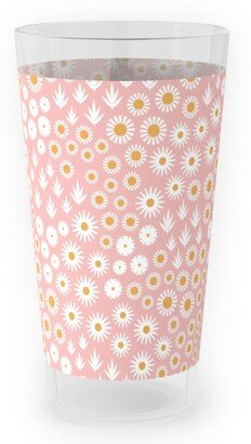 Outdoor Pint Glasses: Ditsy Flowers - Pink Outdoor Pint Glass, Pink