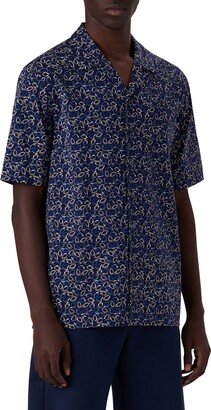 OoohCotton® Tech Leaf Print Knit Short Sleeve Button-Up Camp Shirt