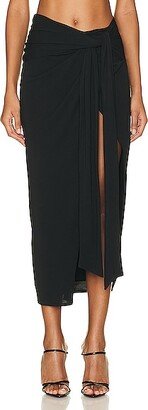 Cena Draped Asymmetrical Skirt in Black