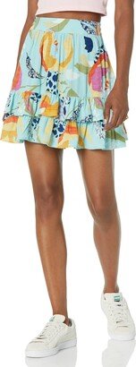 Women's Ruffled Printed Mini Skirt