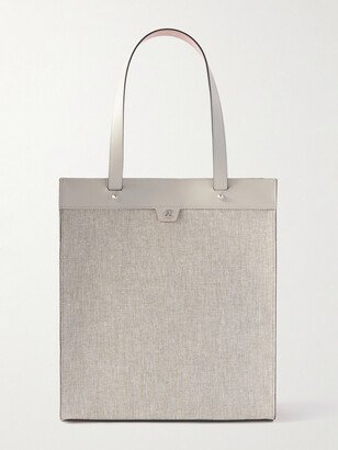 Logo-Embossed Canvas and Leather Tote Bag