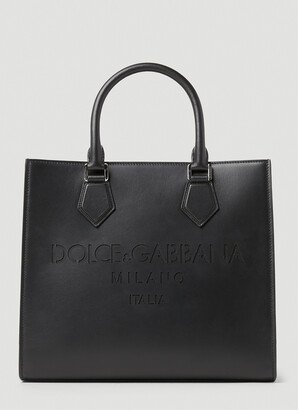 Debossed Logo Tote Bag - Man Tote Bags Black One Size