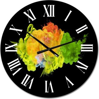 Designart 'Green And Yellow Luxury Abstract Fluid Art I' Modern wall clock