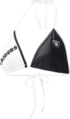 Women's G-iii 4Her by Carl Banks Black, White Las Vegas Raiders Play Action Bikini Top - Black, White