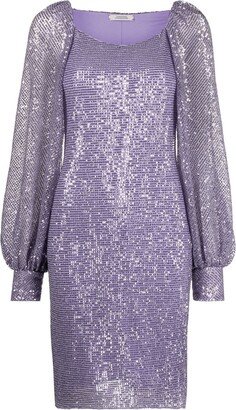 Sequinned Bell-Sleeve Midi Dress