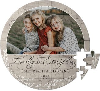 Keepsake Puzzles: Rustic Family Foliage Keepsake Puzzle, Circle, Keepsake, Beige