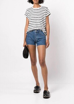 Laguna Bitty Raw Edges Cotton Denim Short in Blue-AA