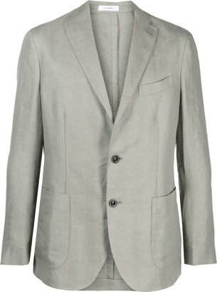 Single-Breasted Linen Blazer-AA