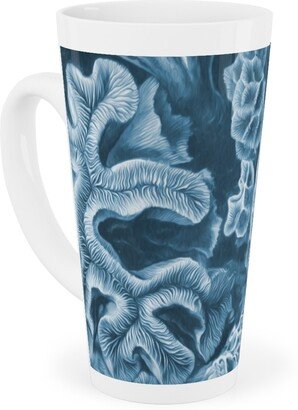 Mugs: Coral All Over In Sea Blue Tall Latte Mug, 17Oz, Blue