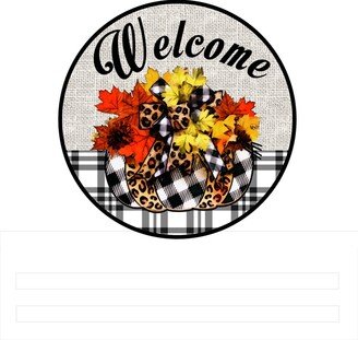 Welcome Leopard Pumpkin Wreath Rail, Door Hanger, Wreath Attachment, Decor, Rail