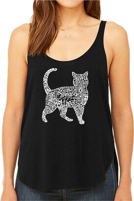 Women's Premium Word Art Flowy Tank Top- Cat