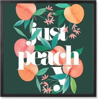 Photo Tiles: Just Peachy - Green And Peach Photo Tile, Black, Framed, 8X8, Green