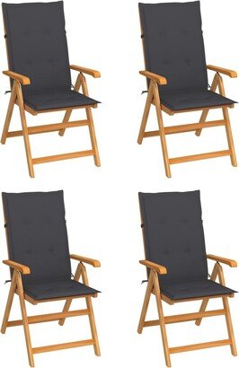 Patio Chairs 4 pcs with Anthracite Cushions Solid Teak Wood