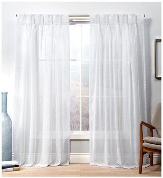 Curtains Penny Sheer Embellished Stripe Grommet Top Curtain Panel Pair, 27