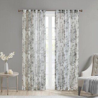 Gracie Mills 1-pc Simone Printed Floral Rod Pocket and Back Tab Voile Sheer Curtain - 50x95