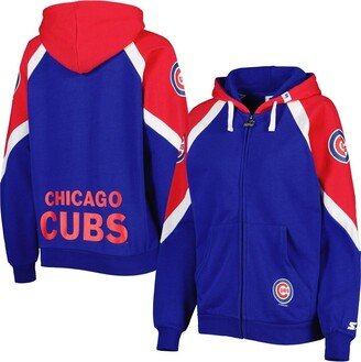 Women's Starter Royal, Red Chicago Cubs Hail Mary Full-Zip Hoodie - Royal, Red