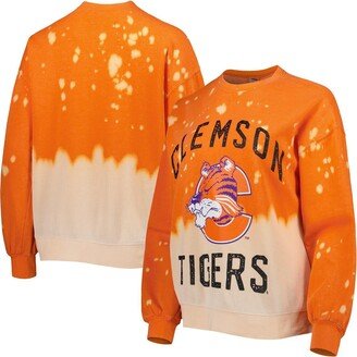 Women's Gameday Couture Orange Clemson Tigers Twice As Nice Faded Dip-Dye Pullover Sweatshirt