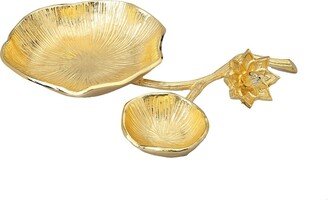 Gold Chip And Dip Bowl with Lotus Flower Design