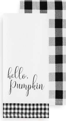Hello Pumpkin and Check Kitchen Towel Set - Black/white