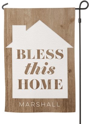 Garden Flags: Blessed Home Garden Flag, Flag Stand, Brown