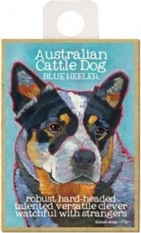 Australian Cattle Dog Blue Heeler Wood Magnet Fridge Kitchen Locker Any Metal Surface Made in The USA 2.5