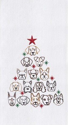 Dog Face Christmas Tree Flour Sack Kitchen Towel