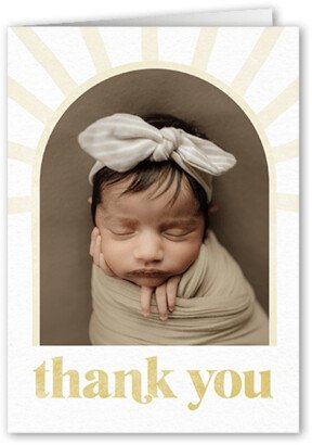 Thank You Cards: Sunny Rays Thank You Card, Beige, 3X5, Matte, Folded Smooth Cardstock