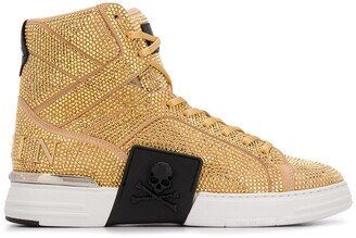 Rhinestone-Embellished High-Top Sneakers