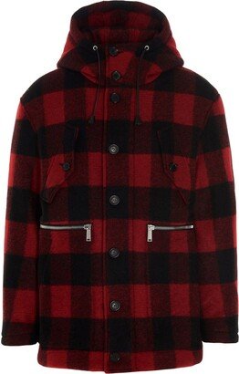 Checked Single-Breasted Buttoned Coat