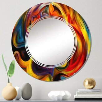 Designart 'Face Emerging From Strokes Of Red And Yellow' Printed Modern Wall Mirror