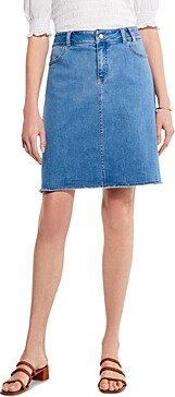 Petites Frayed Hem Denim Skirt