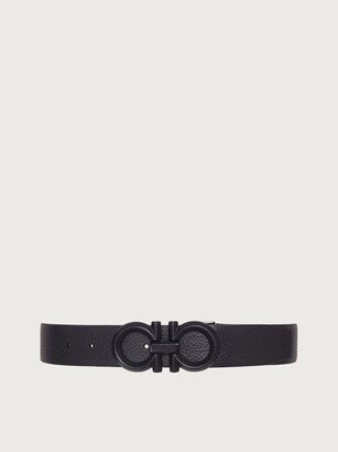 Man Reversible and adjustable Gancini belt Black/Asphalt gray