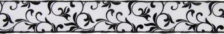 Northlight Black Grosgrain with White Floral Design Wired Craft Ribbon 2.5