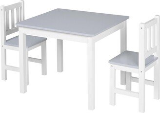 Kids Table and Chair Set for Arts, Meals, Wood, Grey