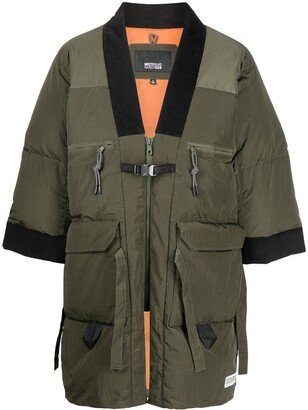 Colour-Block Panelled Padded Coat