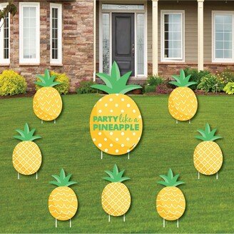 Big Dot Of Happiness Tropical Pineapple - Outdoor Lawn Decor - Summer Party Yard Signs - Set of 8