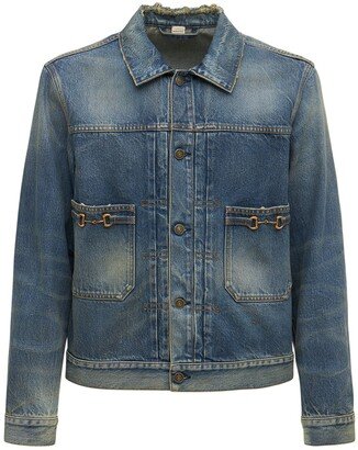 Horsebit cotton denim jacket